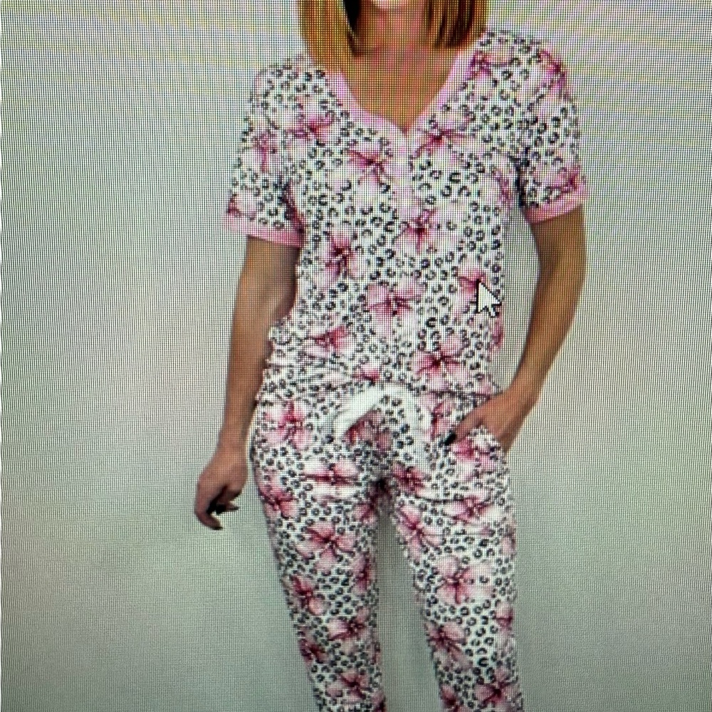 Pink Bow and Leopard Print Women's Pajama Set